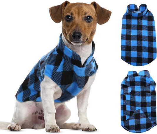 ASENKU Dog Plaid Shirt, Dog Sweater Plaid Reversible Doggie Vest Pets Clothes Pet Apparel for Small Medium Large Dogs, Blue, XS
