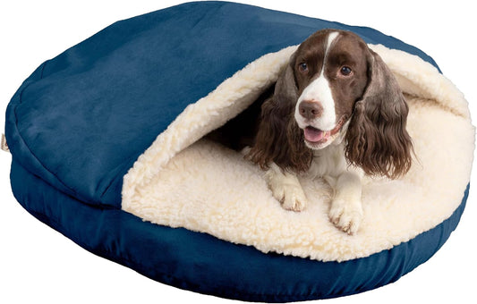 Snoozer Luxury Microsuede Cozy Cave Pet Bed, Small - Sapphire