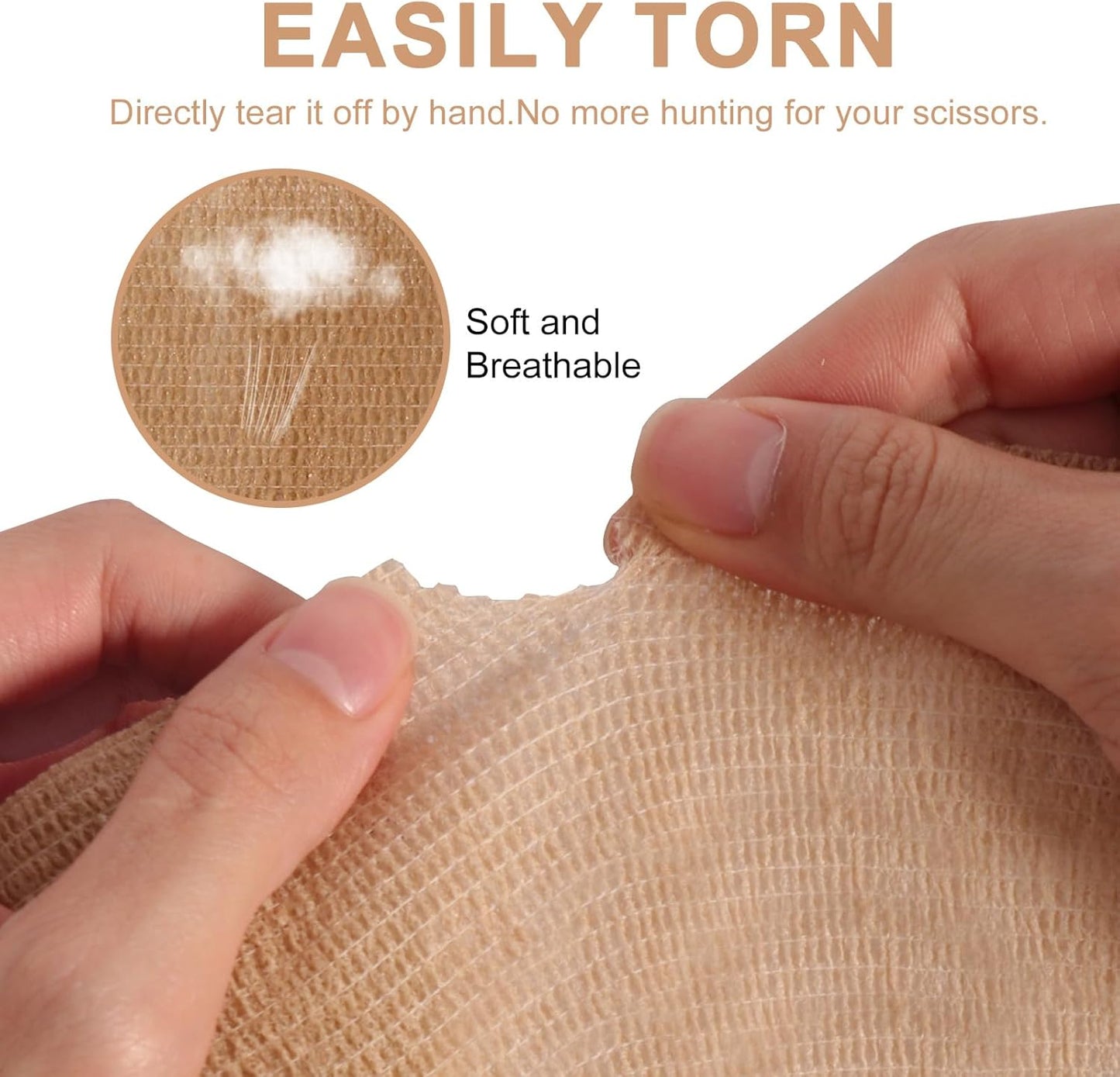 24 Pack Self Adhesive Bandage Wrap, 4” x 5 Yards Cohesive Medical Tape Elastic Wrap for Sports, Ankle, Wrist Sprains, Pet First Aid