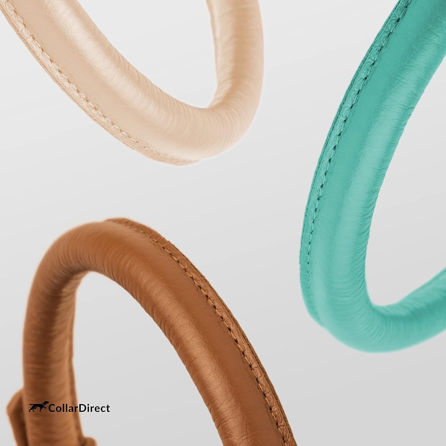 CollarDirect Rolled Leather Dog Collar, Soft Padded Round Puppy Collar, Handmade Genuine Leather Collar Dog Small Large Cat Collars 13 Colors (8-11 Inch, Mint Green Textured)
