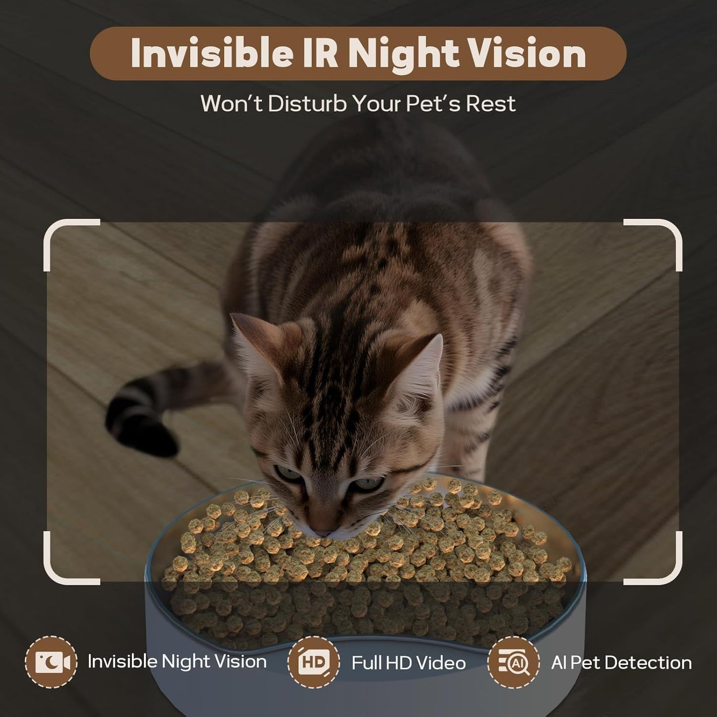 Dual Lens Pet Feeder with Camera, 1080P Video, AI Pet Detection, Night Vision, 2.4/5G WiFi, Interactive Features, App Control, 2-Way Audio, Auto Feeding & Freshness Preservation, 6L