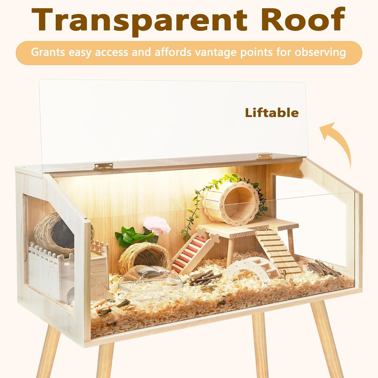 Prolee Hamster Cage with Legs, Guinea Pig Cages Chew Proof, Hamster House, Hamster Cages and Habitats, 48" L x 20" W x 47.6" H