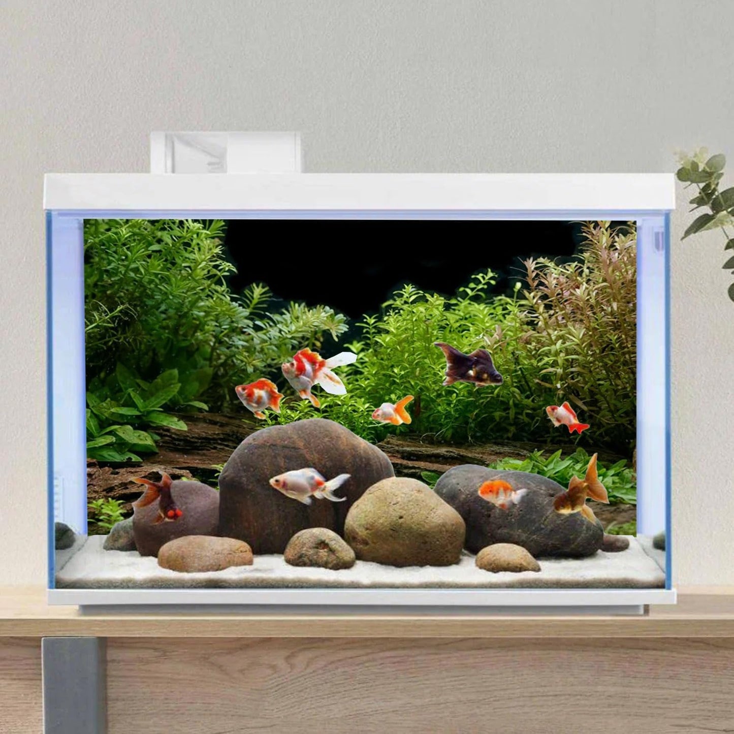 AWERT Aquarium Background River Bed & Lake Aquatic Plant Fish Tank Background Vinyl 72x18 inches