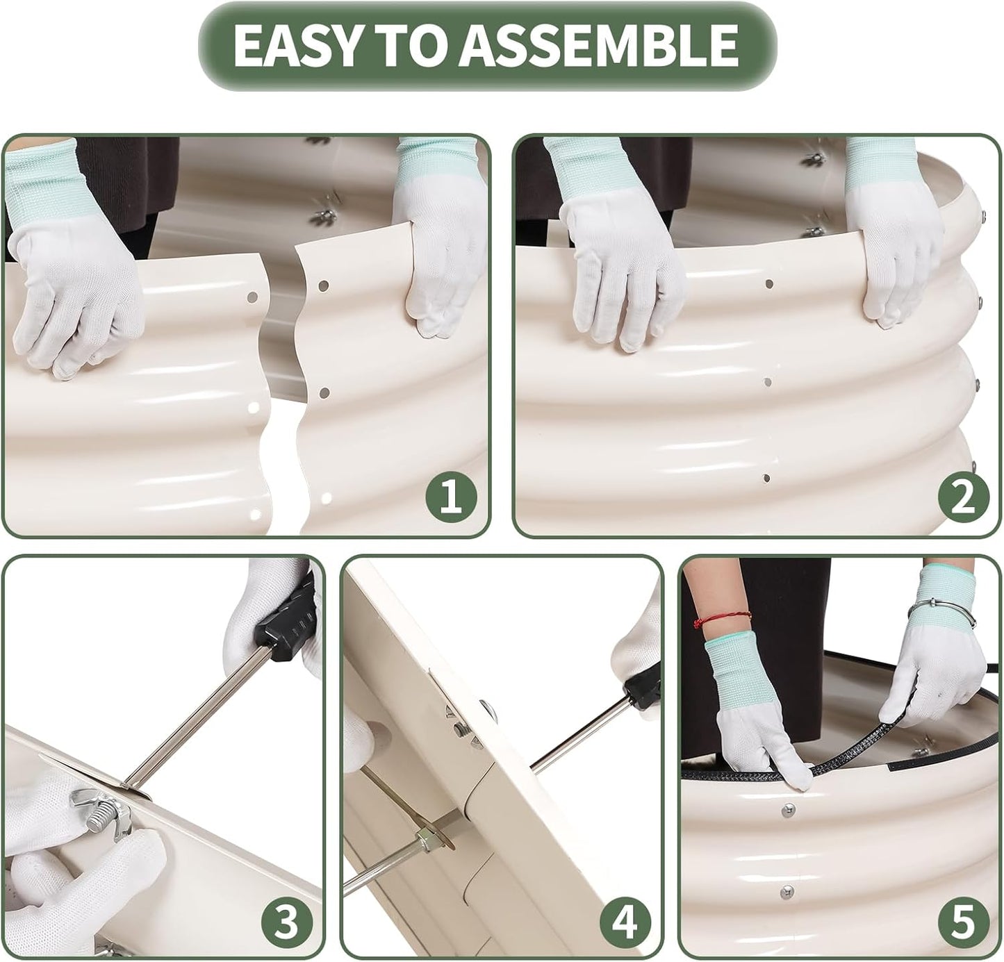 1MORE Galvanized Raised Garden Bed- Planter Garden Boxes Outdoor, Raised Beds for Gardening, 8x2x1ft Metal Garden Bed Kit for Vegetables Flower, Planter Raised Beds with Protective Tape & Tools.White