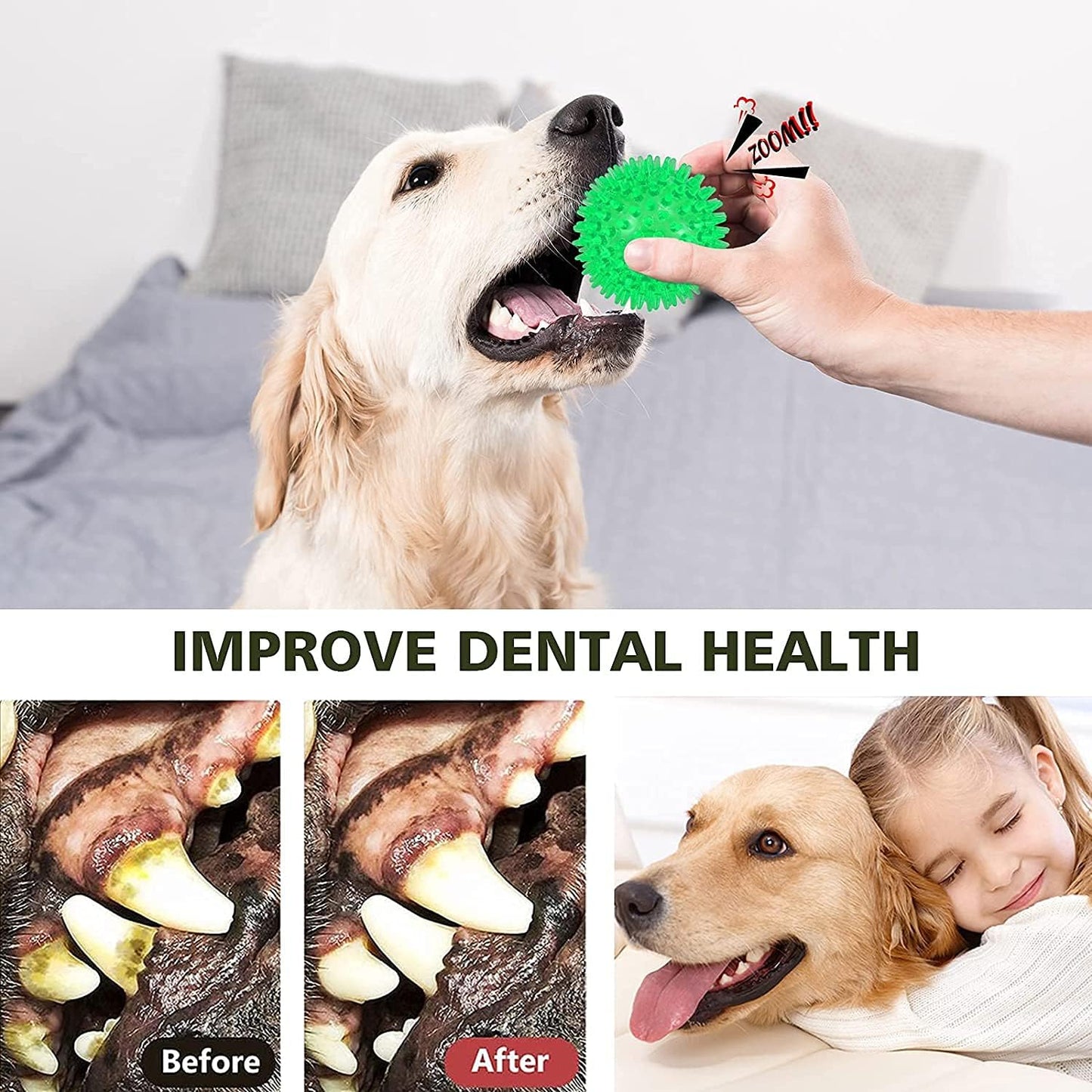 petizer 6 Pack 3.5” Squeaky Dog Toy Balls, Floating Pool Balls, Spiky Dog Balls, Durable Interactive Fetch Toys for Puppy, Dog Chew Toys for Teething (3.5", Medium/Large)