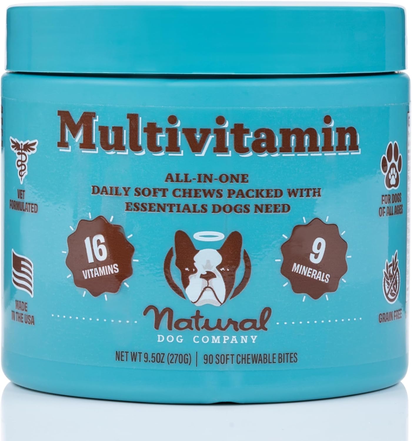 Natural Dog Company 25-in-1 Multivitamin Chews for Dogs – Daily Soft Dog Vitamins with Antioxidants, Zinc & Folic Acid – Supports Joints, Skin & Coat, Immune & Heart Health – All Ages, All Breeds