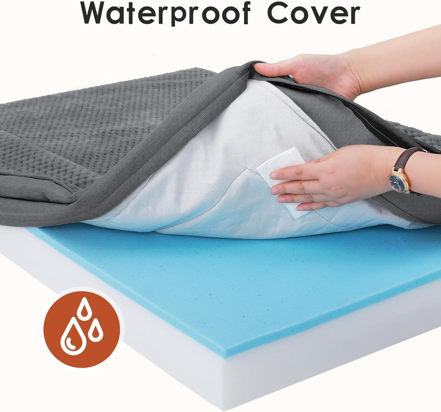 Orthopedic Dog Bed, 3 Inch Memory Foam Dog Beds for Medium Dogs, Washable Removable Cover, Nonskid Bottom, Waterproof Pet Couch for Indoor, Outdoor or Car Use, 35x23 Inches M Dark Grey