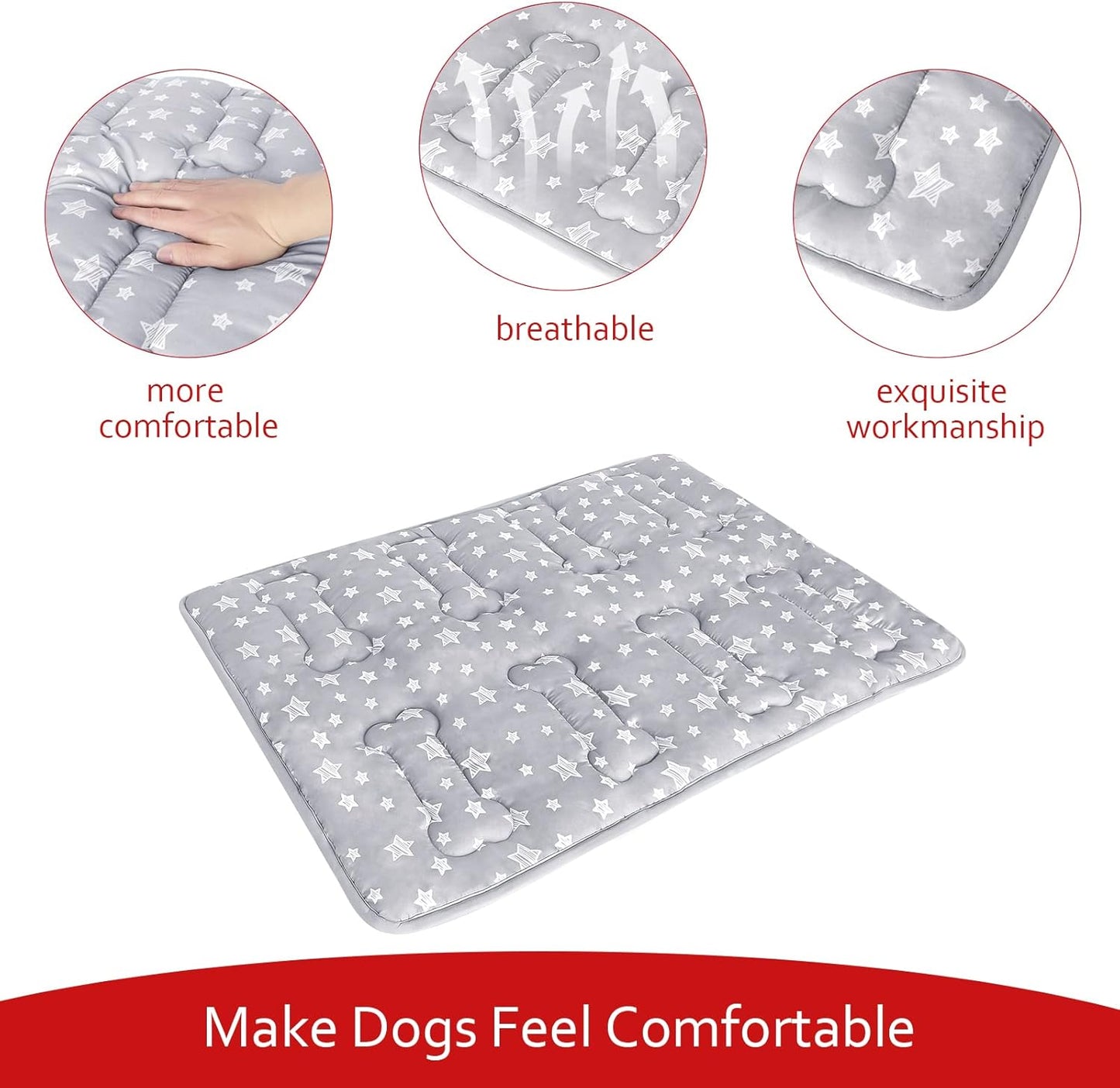 Dog Crate Mat (30" X 19"), Soft Dog Bed Mat with Cute Prints, Personalized Crate Pad, Anti-Slip Bottom, Machine Washable Kennel Pad