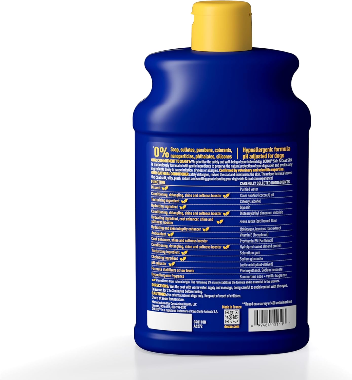 DOUXO® Skin & Coat SPA - Ultra-Safe Oatmeal Dog Conditioner, 16 fl oz, Safely Detangles, Moisturizes, Leaves The Coat Soft, Silky and Radiant, Skin-Friendly Formula