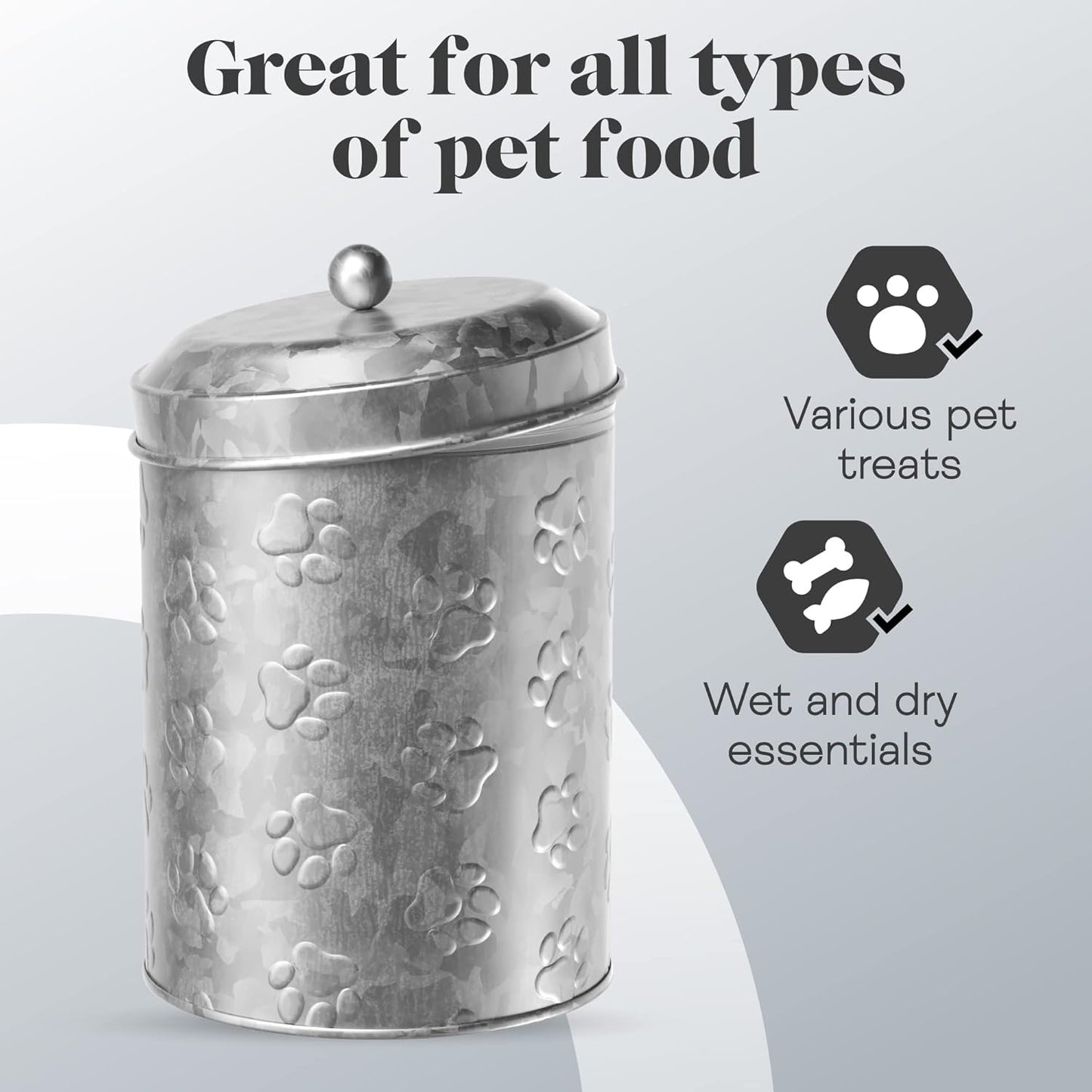 Amici Home Puppy Paws Galvanized Metal Food Canister (7CDI070)