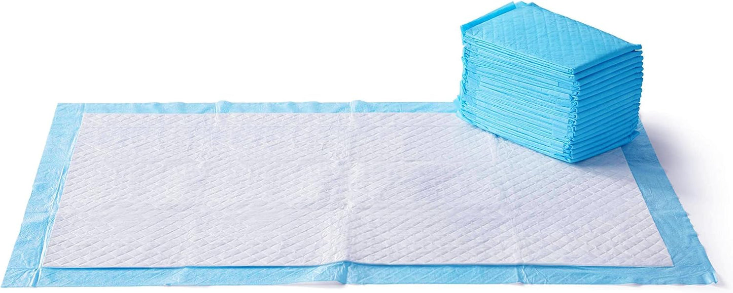 Amazon Basics Absorbent Dog and Puppy Pee Pads with 5-Layer Leak-Proof Design and Quick-Dry Surface for Potty Training, Heavy Duty Absorbency, Giant, 27.5 x 44 Inch - Pack of 30, Blue & White