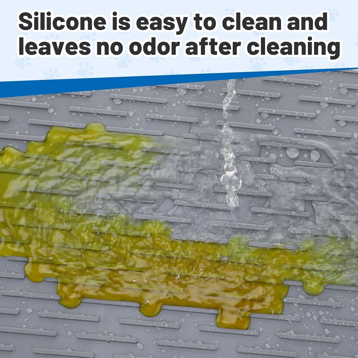 MEWTOGO Easy Clean Silicone Cat Mat for Litter Box - 39" x 26.6" Extra Large Waterproof Non-Slip Kitty Litter Trapping Mat for Protecting Floor, Less-Mess Food Water Mat for Indoor, Gray