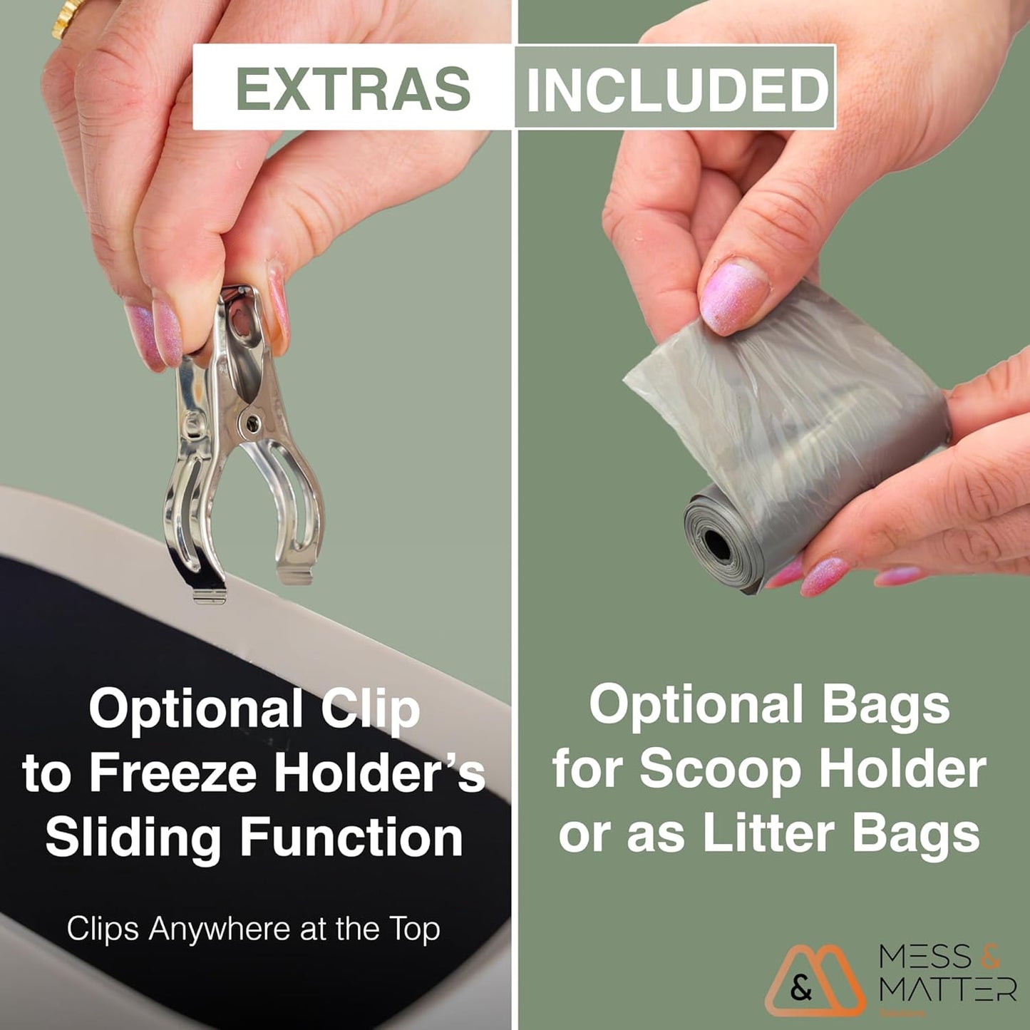 Heavy Duty Full Metal Cat Litter Scoop with Holder - Speed Sifter Litter Box Scooper Captures All Clumps - Kitty Litter Sifting Shovel Comfy Handle - Cat Scooper Includes Litter Bags & Non-Slide Clip