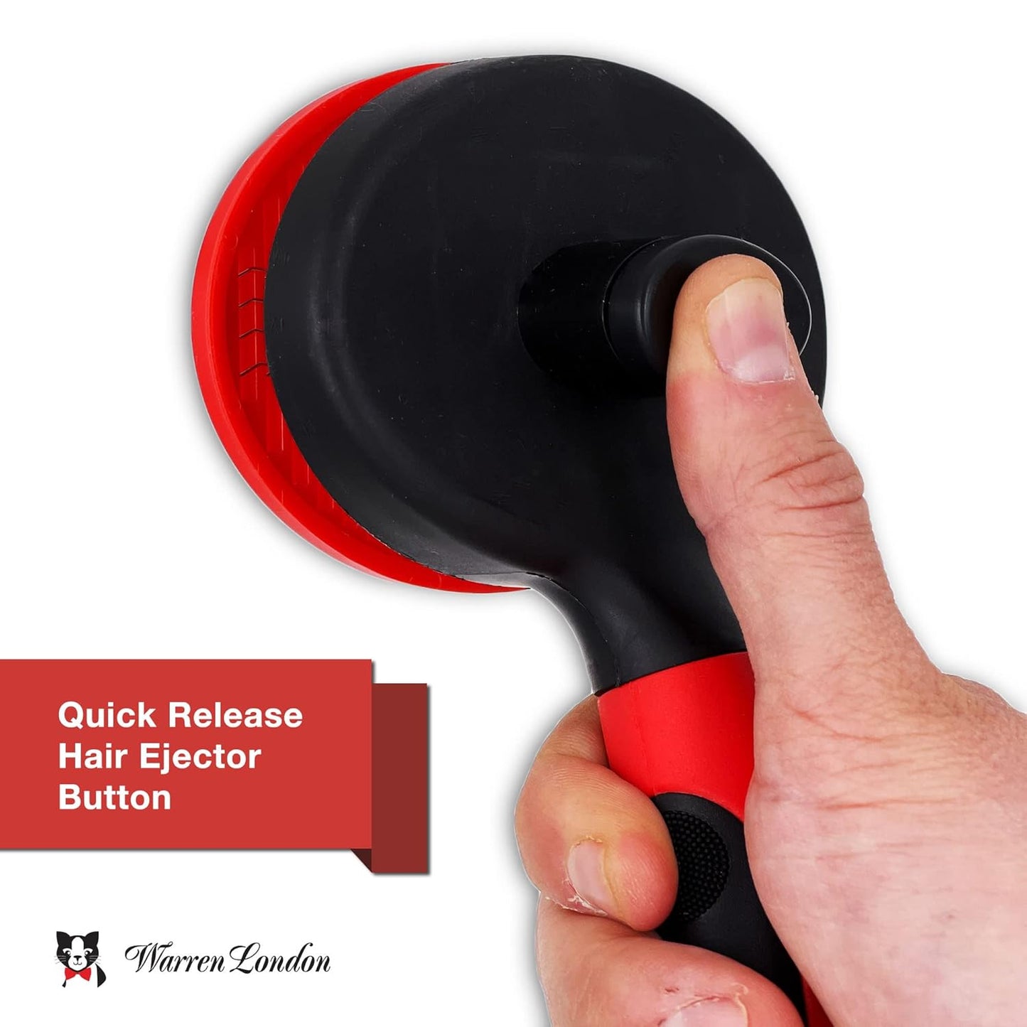 Warren London Self-Cleaning Cat Pin Brush | Push-Button Fur Ejector, Bead-Tipped Nylon Pins – Gentle Shedding & Detangling for Cats, Kittens, Rabbits, Ferrets & Small Dogs | Ergonomic Anti-Slip Grip