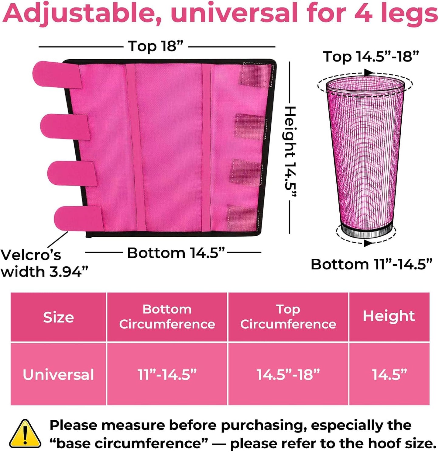 Mesh Horse Fly Boots Set of 4，Adjustable and Universal Loose Fitting & Non-Slip Horse Fly Leggings for Horses,Reduce Stressful Stomping (Pink)