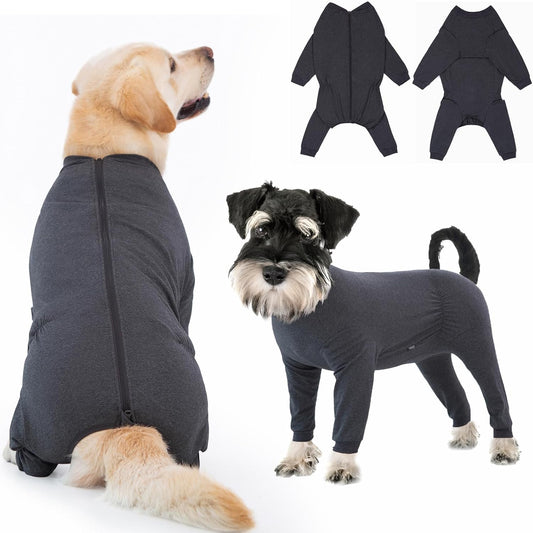 Yeapeeto Dog Onesie Surgery Recovery Suit for Large Medium Bodysuit Dogs Pajamas PJS Full Body for Shedding, Prevent Licking, Wound Protection, Cone Alternative(XL,Dark Grey)