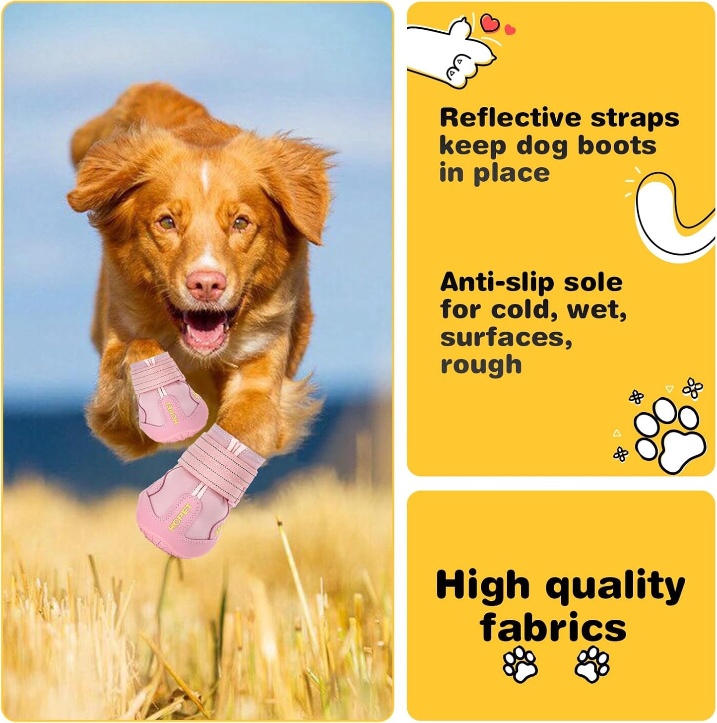 Hcpet Dog Shoes, Dog Boots for Small Dogs, Breathable Medium Dog Booties Paw Protector for Summer Hot Pavement, Winter Snowy Day, Outdoor Walking, Indoor Hardfloors Anti Slip Sole Pink Size 2