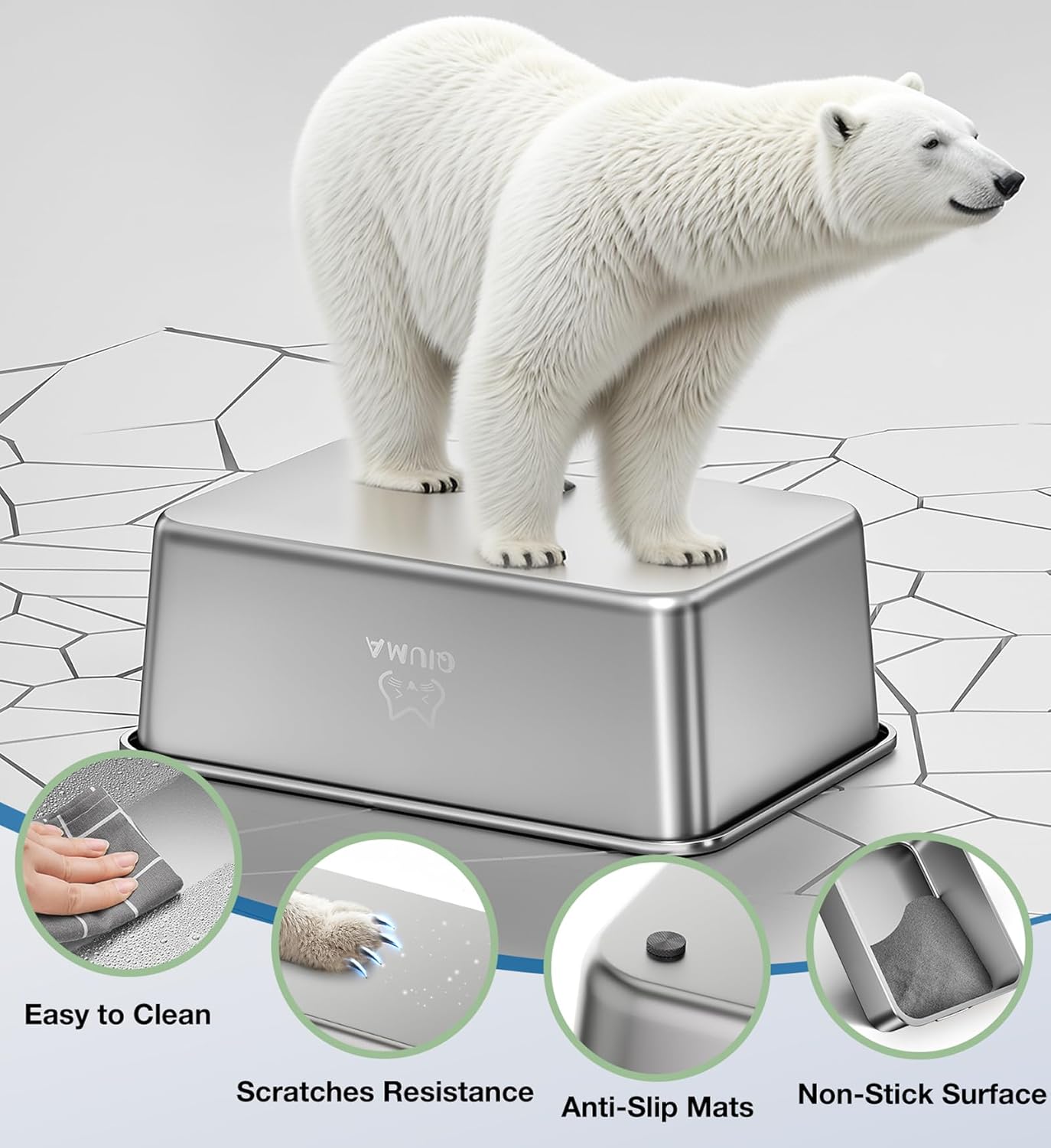 Stainless Steel Cat Litter Box, Metal Kitty Litter Box for Small Cats, Non-Stick, Easy to Clean, Odor-Free, 15.6"×11.6"×3.9", Small Litter Boxes for Kitten, Kitty, Rabbit