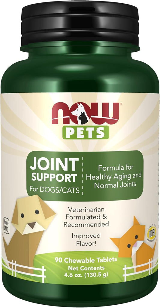 NOW Pet Health, Joint Support Supplement, Formulated for Cats & Dogs, NASC Certified, 90 Chewable Tablets