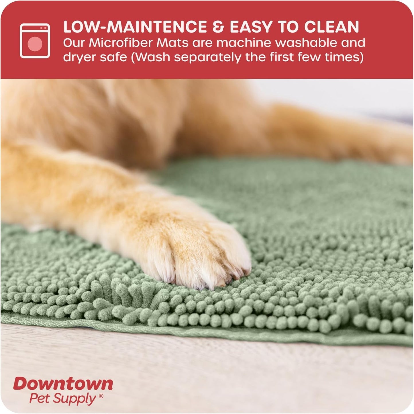 My Doggy Place Microfiber Dog Mat for Muddy Paws, 31" x 20" Sage - Absorbent and Quick-Drying Dog Paw Cleaning Mat, Washer and Dryer Safe - Non-Slip Rubber Backed Dog Floor Mat, Medium