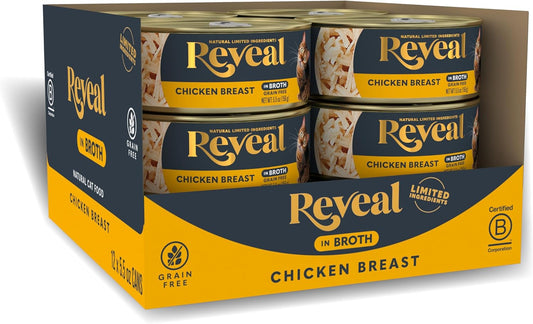 Reveal Natural Wet Cat Food, 12 Count, Grain Free, Limited Ingredient Canned Food for Cats, Chicken Breast in Broth, 5.5 oz Cans