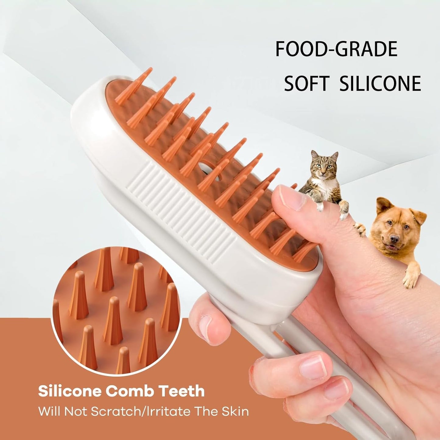 Steam Cat Brush Dog Steam Brushes for Indoor Cats 4 in 1 Rechargeable Enhanced Spray Steamy Brush Massage Anti Static Cleaning Shedding Combing All Hair Types Long Lasting Cloud Care (white)