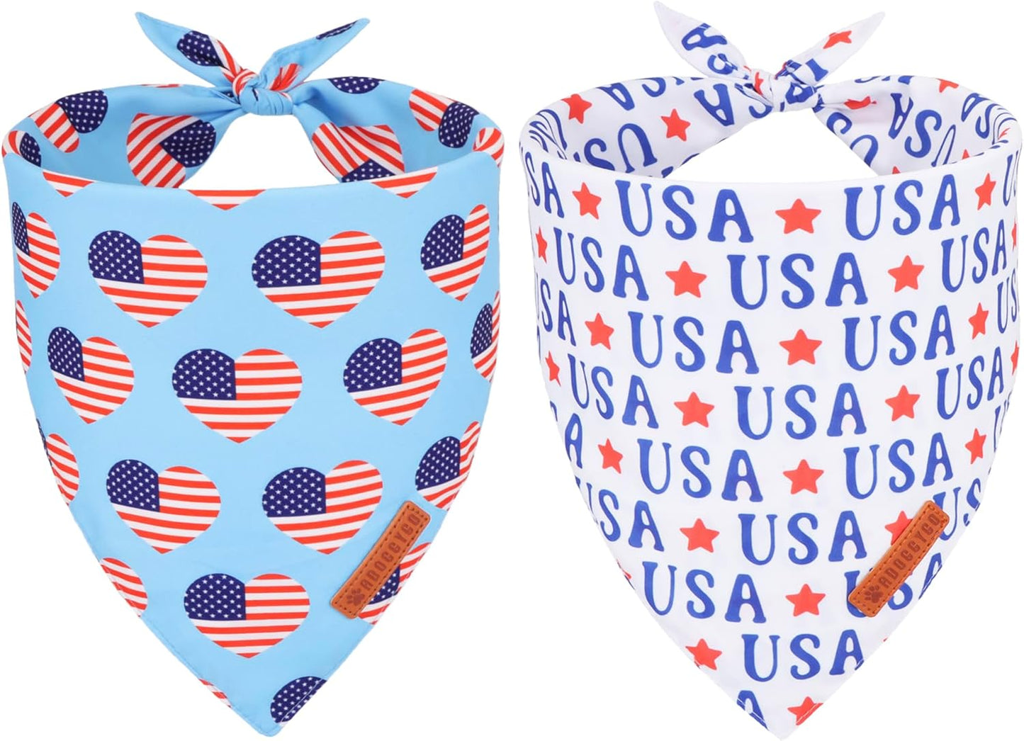 ADOGGYGO 4th of July Dog Bandanas, American Flag Pet Scarf, Multi Size Offered, White Blue Flag Bandana for Small Dogs Pets (Small)