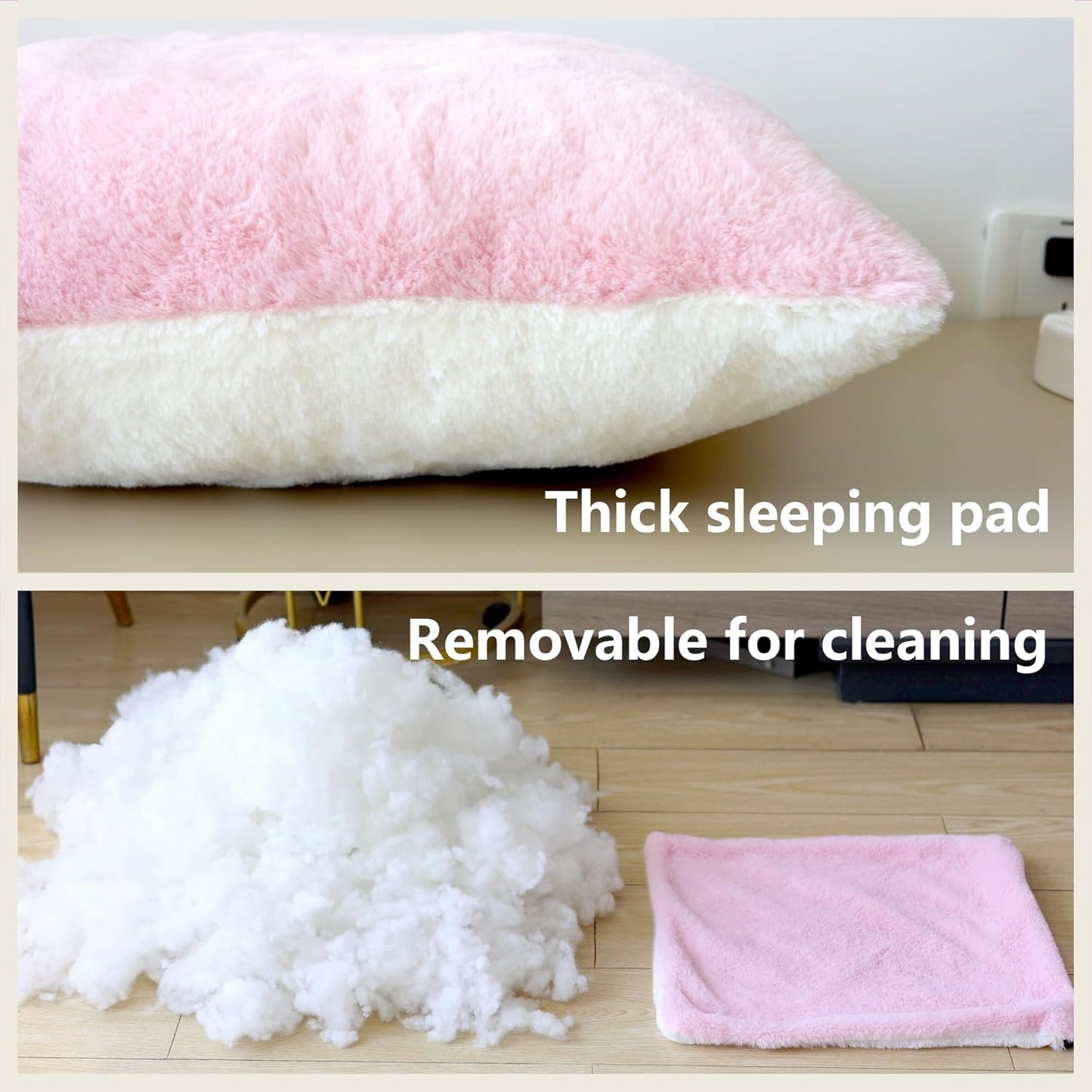 Cat Bed for Indoor Cats，Foldable cat cave，Anti-Slip & Water-Resistant Bottom，cat Houses for Indoor Cats or Small Dogs, Kitten Tent, Rabbit Bed，2 in 1 pet Bed (Pink)