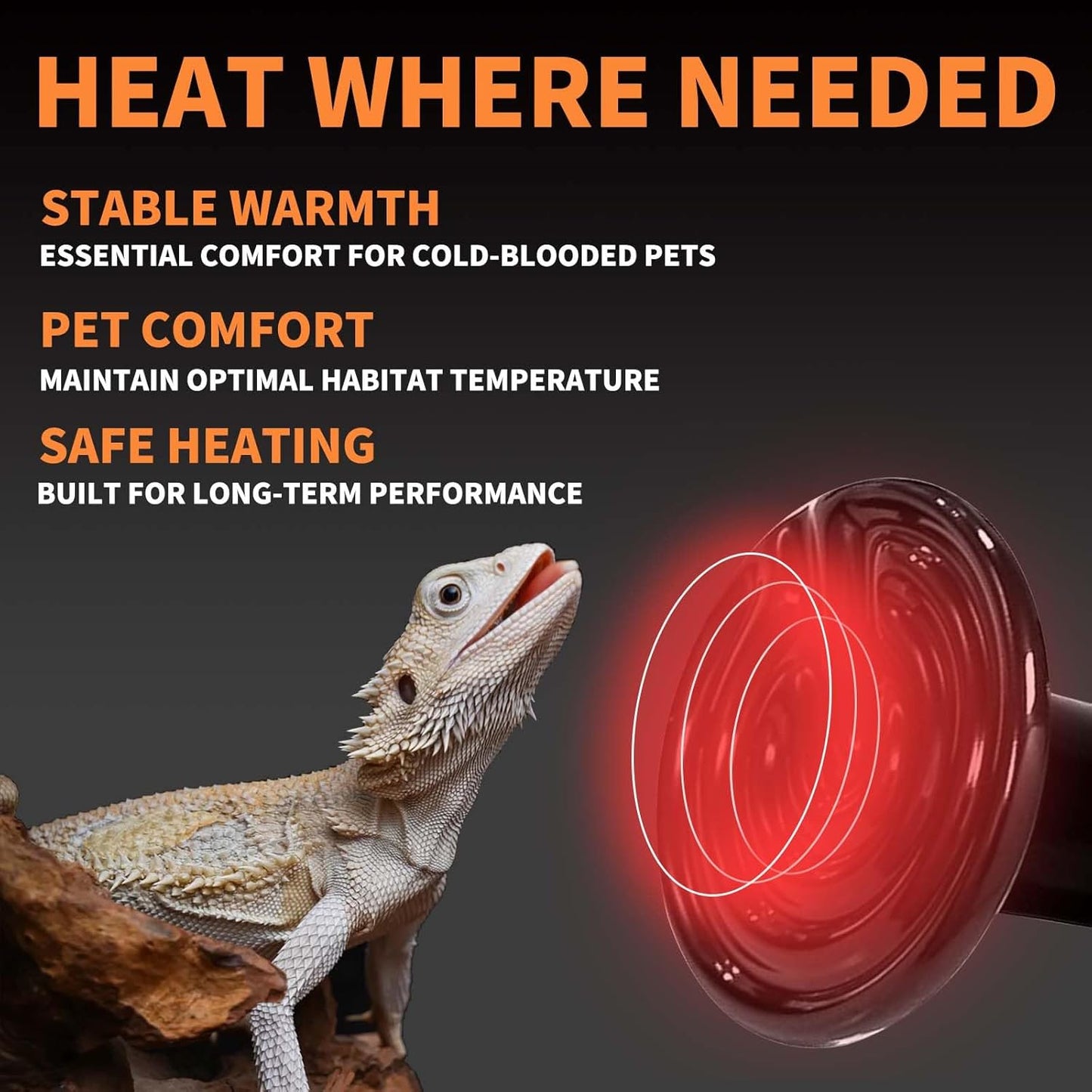 150W Reptile Heat Lamp(2 Packs)-Ceramic Heat Emitter for Reptiles Amphibian Pet Brooders Chicken Incubation, and Terrariums Turtle Lizard Bearded Dragon Snake 75 Size E26