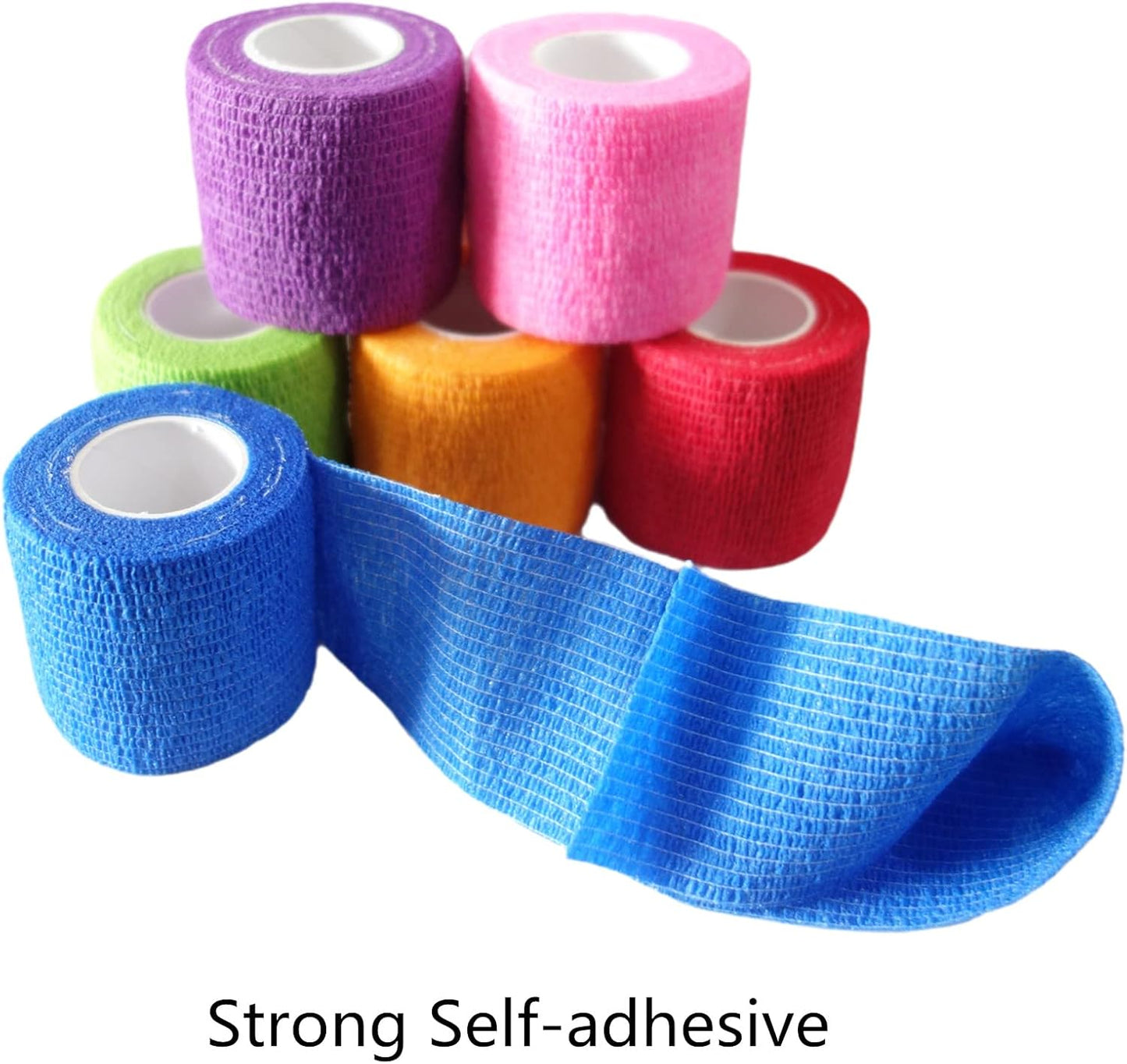 6 Pack 2" x 5 Yards Self Adhesive Bandage Wrap Breathable Cohesive Vet Wrap for Pets, Elastic Self-Adherent Tape for Sports, Wrist, Ankle (Mixed Colors)