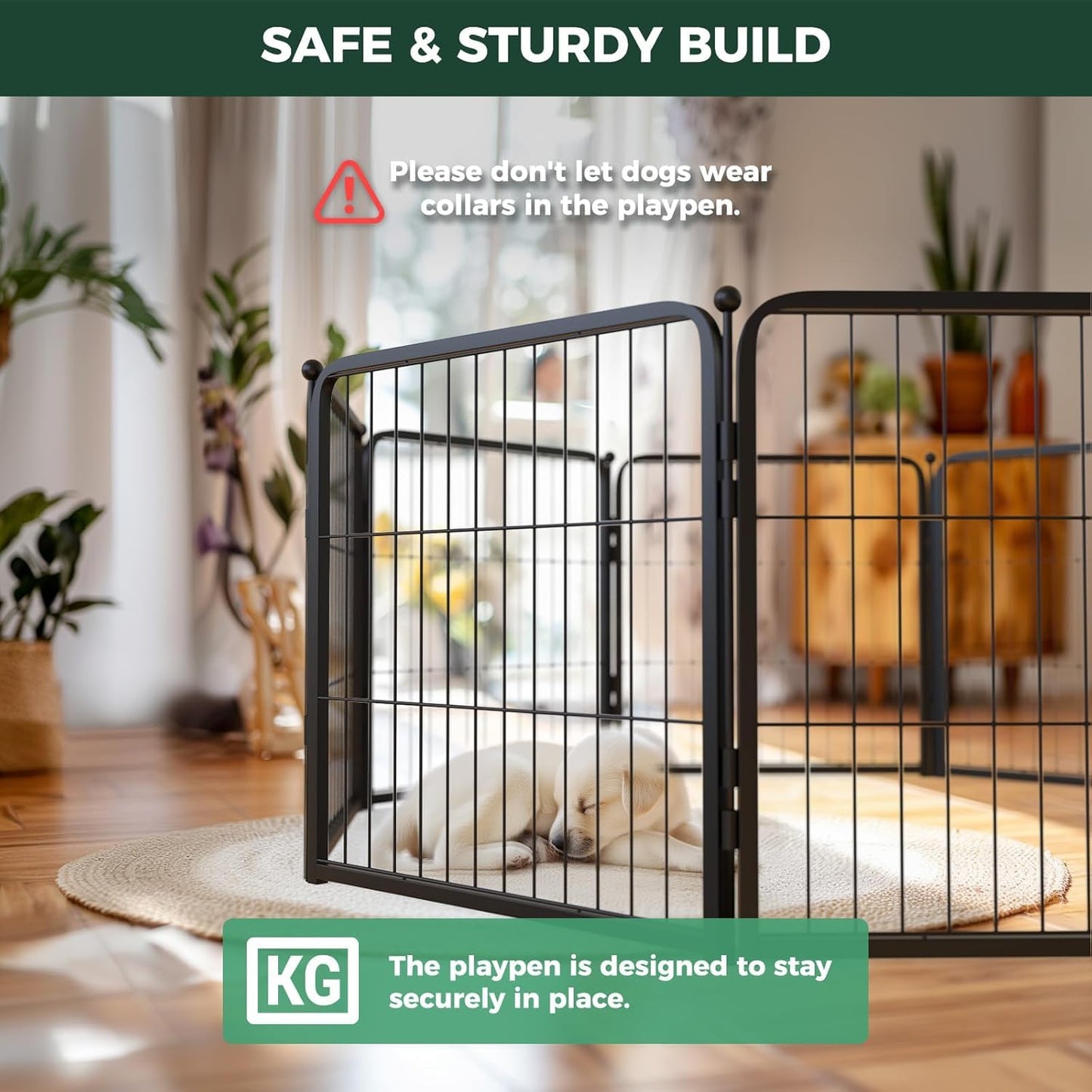 FXW Homeplus Unleashed Indoor Dog Playpen - Stress-Free and Safe Play, Heavy Duty 24 Inch 18 Wire Panels Dog Pen for Puppy and Small Dogs, Black│Patented