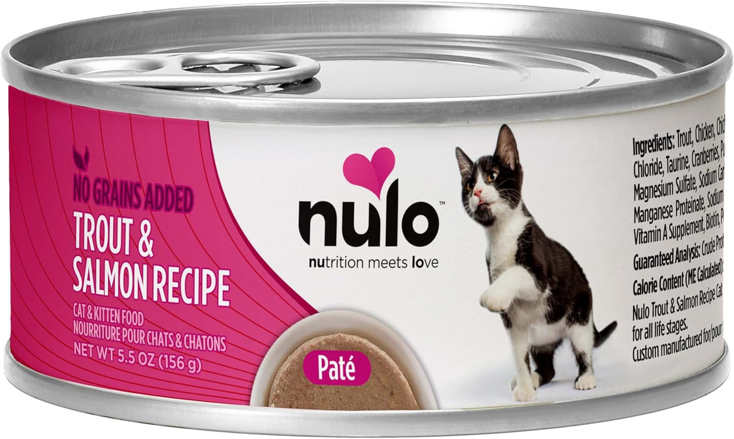 Nulo Trout & Salmon Recipe Pate Wet Canned Cat Food, 5.5 Ounce (Pack of 24)