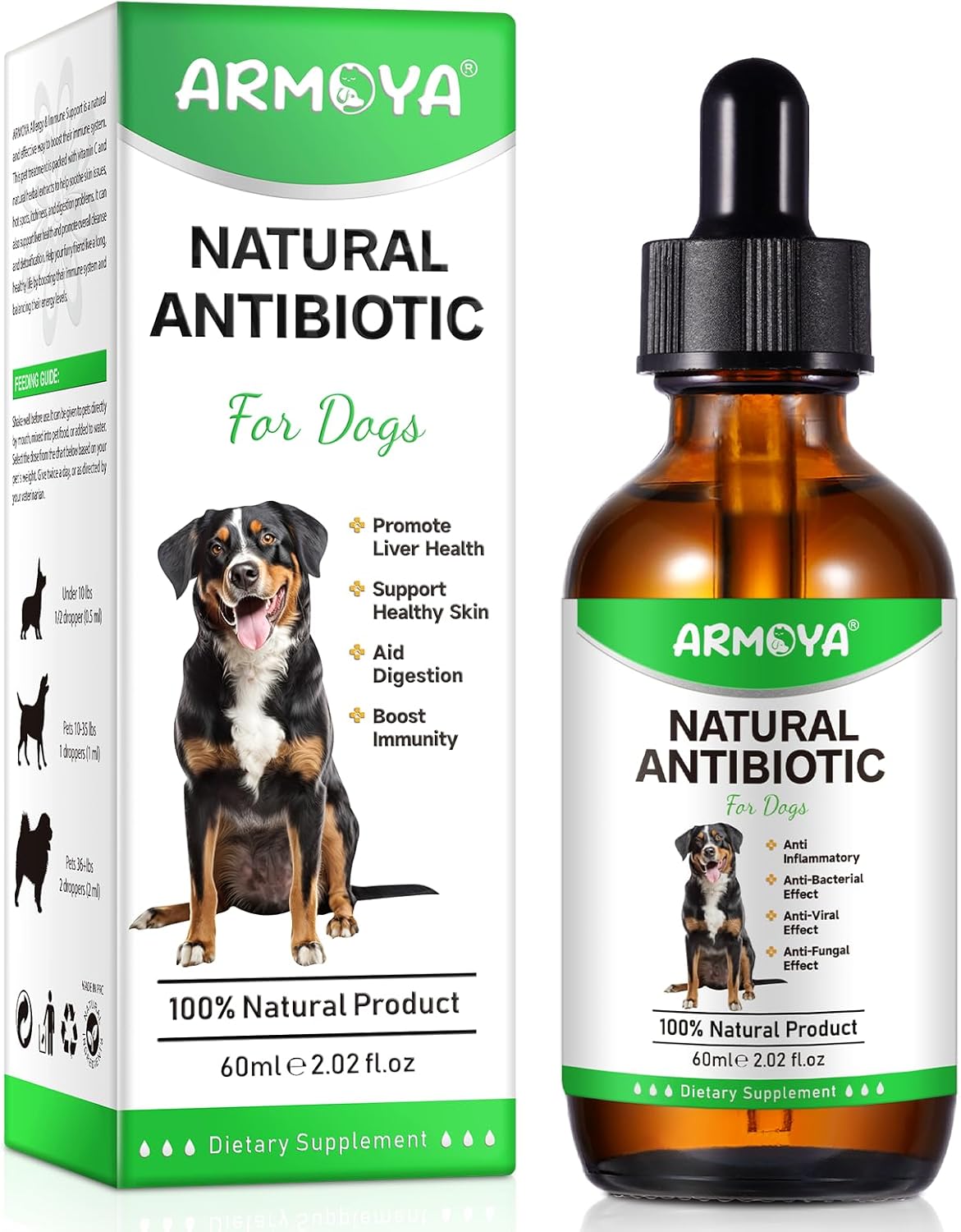 Natural Antibiotics for Dogs - Dog Antibiotics - Antibiotics for Dogs - Pet Antibiotics - Natural Antibiotics for Dogs - Organic Ingredients - Dog Multivitamin 60ml