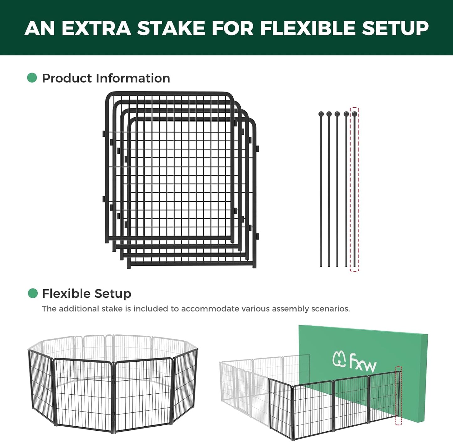 FXW Homeplus Unleashed Indoor Dog Playpen - Stress-Free and Safe Play, Heavy Duty 32 Inch 4 Wire Panels Dog Pen for Small and Medium Dogs, Black│Patented