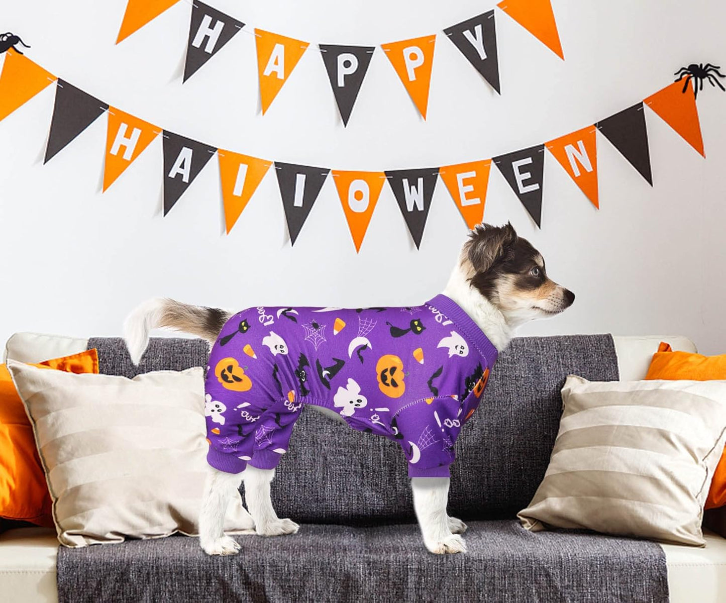 Dog Halloween Pajamas Dog Costumes Pjs Stretchy Funny Pet Costumes Clothes Pet Outfit Pajamas for Large Dogs(L)