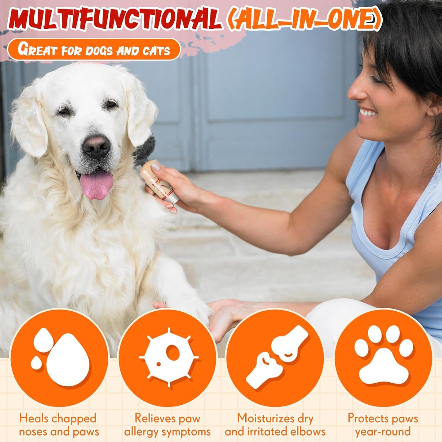 Cat Paw Butter 1.4 oz Balm for Cats Dogs Dry Noses and Cracked Paws Dog Cat Soother Balm Natural Butter for Dry Noses