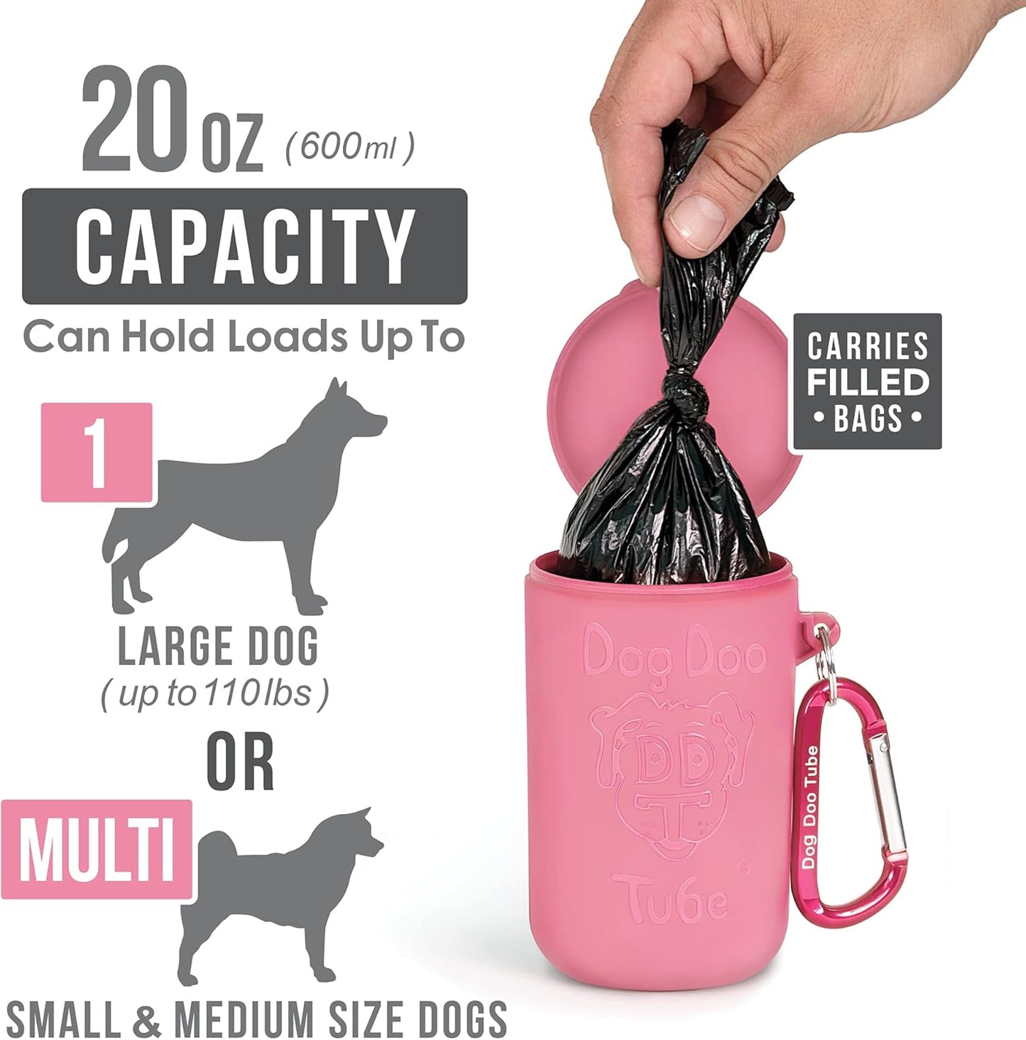 Dog Doo Tube Filled Dog Waste Bag Holders - Reusable Dog Poop Bag Tubes Designed to Keep in Odors and Germs