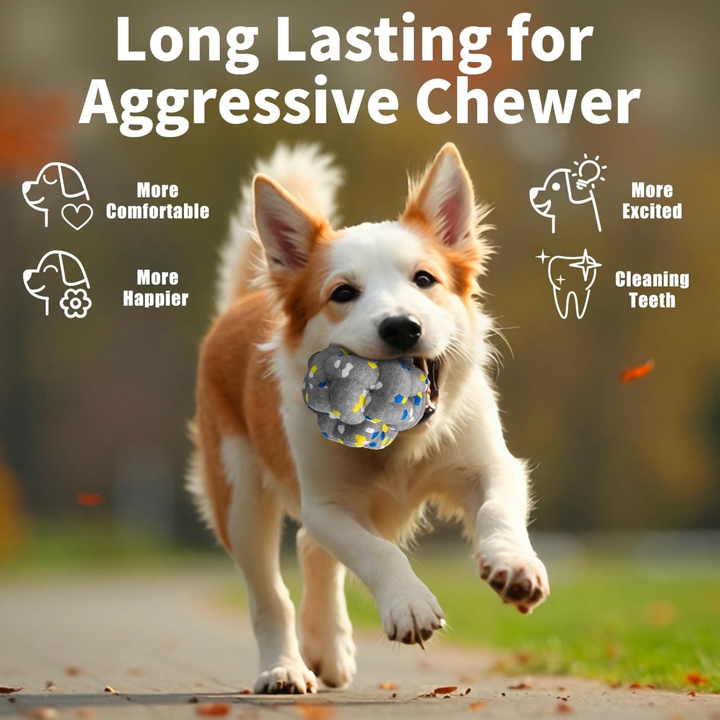 Upgrade Dog Balls Interactive Toys for Aggressive Chewers, Indestructible Tennis Durable Bouncy for Fetch Game, Lightweight Floating, Grey