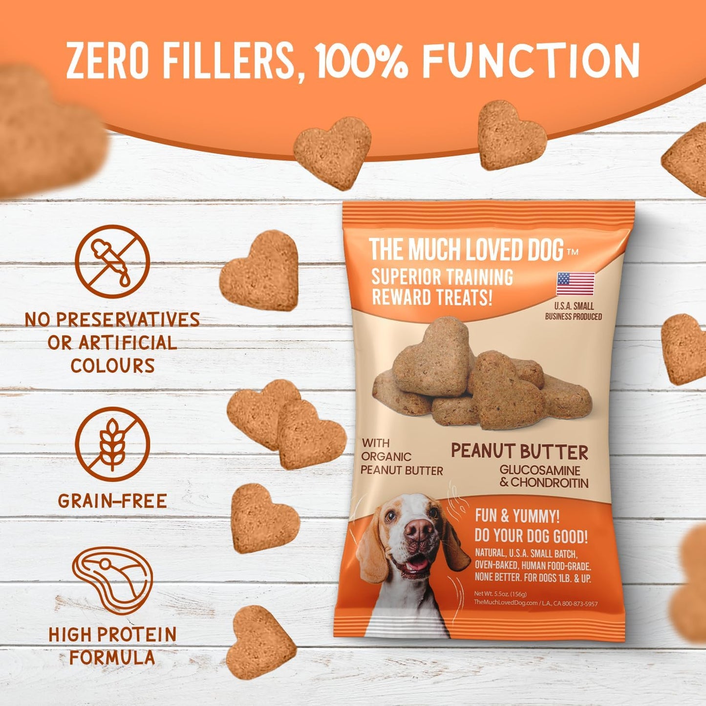 The Much-Loved Dog!™ Peanut Butter Dog Treats – Natural Biscuits for Small Dogs & Large Breeds – Healthy Puppy Treats for small dogs Made in USA, Training Snacks for All Breeds (3 Pack, Peanut Butter)