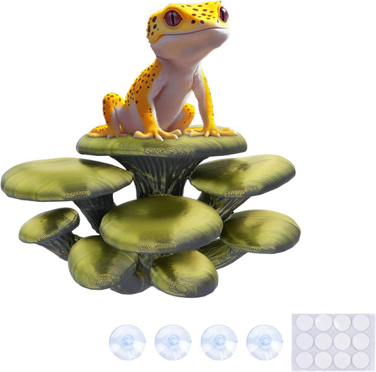 Mushroom Decor for Reptile Tank, Fish Tank, Pet-Safe Bearded Dragon Tank Accessories, Realistic Terrarium Plants for Leopard Geckos, Crested Geckos, Tree Frogs, Snakes (Forest, Cluster Cap)