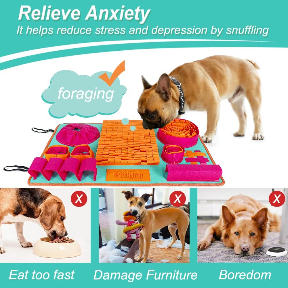 Vivifying Snuffle Mat for Dogs, Interactive Dog Enrichment Toys for Small Dogs and Cats Slow Eating and Keep Busy, Sniff Mat for Boredom and Mental Stimulation