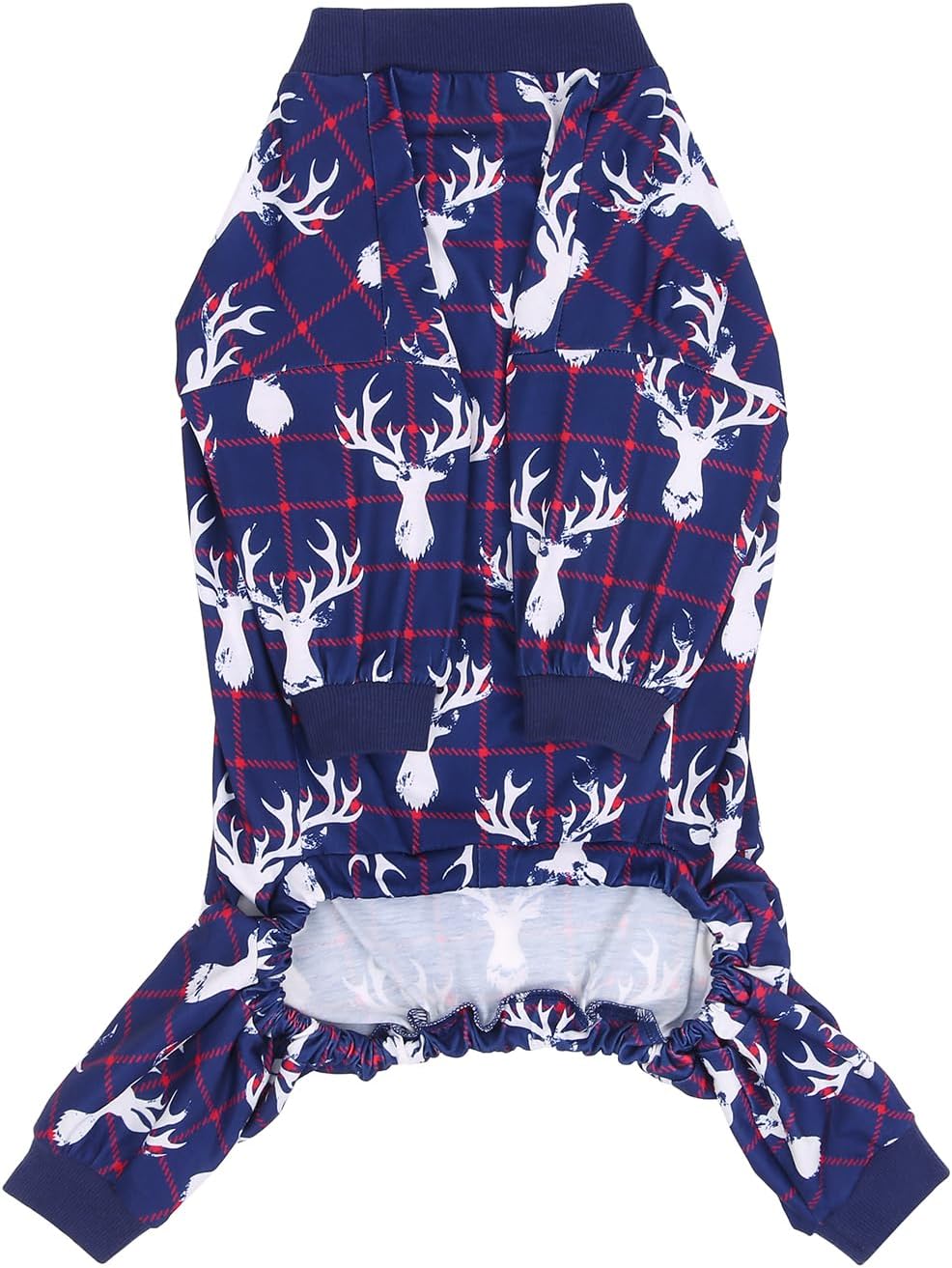 HDE Dog Pajamas One Piece Jammies Jumpsuit Pet Clothes Outfit Stretchy Lightweight Comfy Shirt Pjs for M-3XL Dogs Reindeer - M