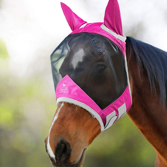 Harrison Howard CareMaster Pro Luminous Fine Mesh UV-proof Fleece Padding Fly Mask Half Face Flamingo (L; Full Size)
