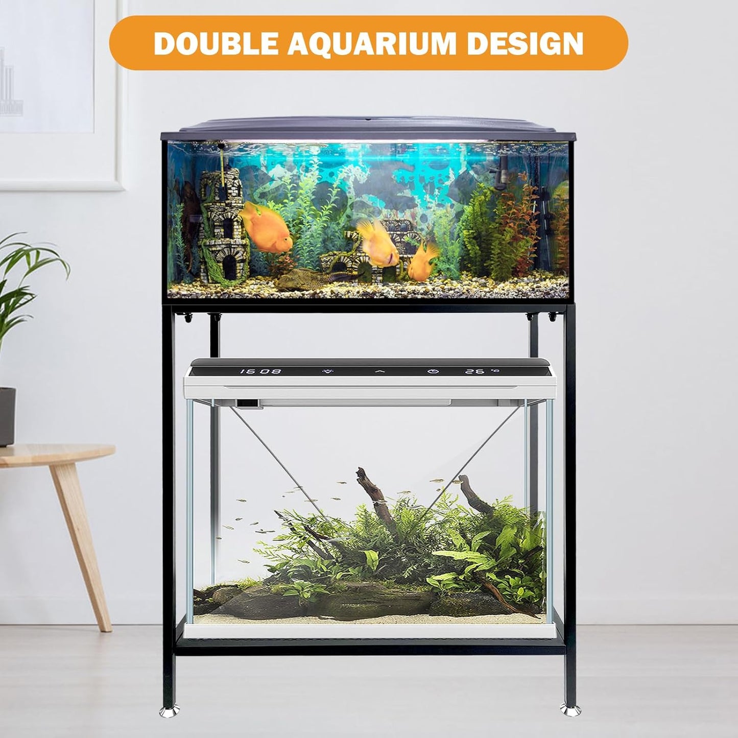 TONGMO Fish Tank Stand: The Perfect 29 Gallon Metal Aquarium Stand Measuring 32.7" W x 13" D x 32.3" H to Fit Your Aquatic Display Needs.