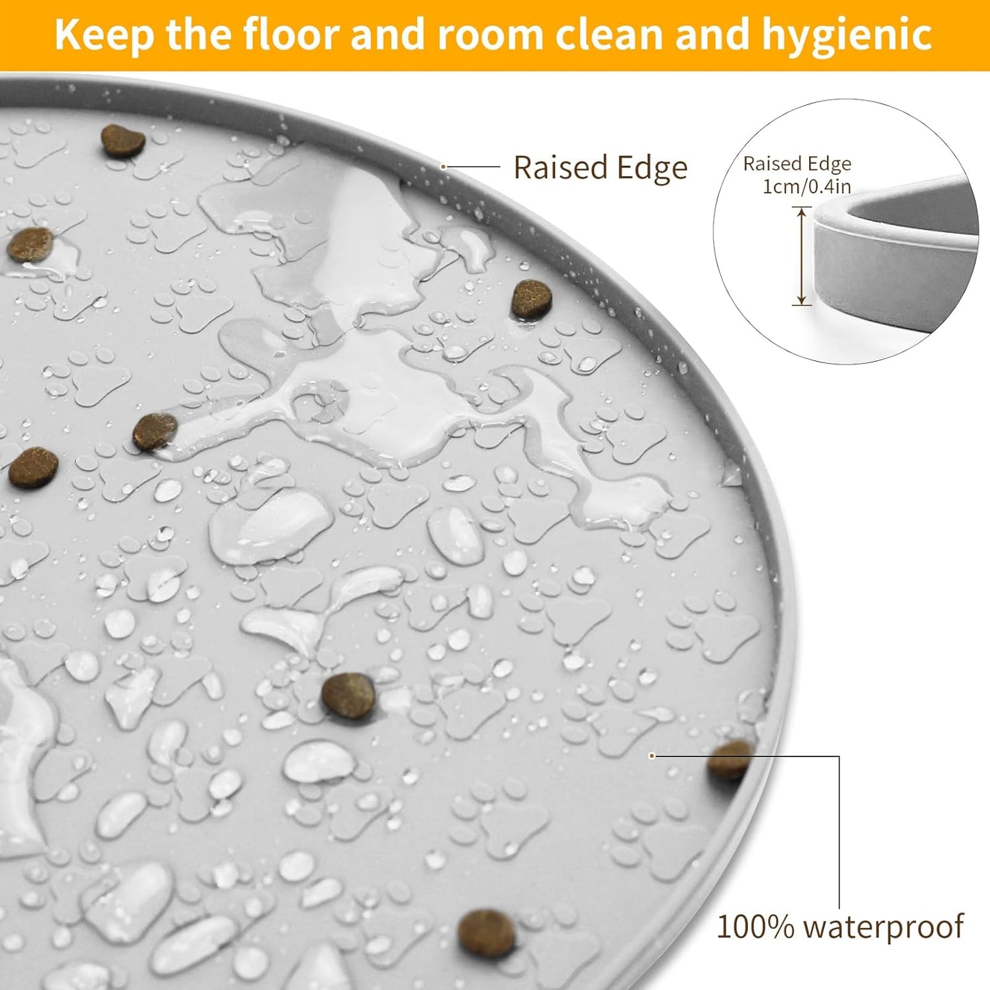 KPWACD Dog Food Mat Anti-Slip Bowl Mats for Food and Water, High-Lips Waterproof Pet Placemat Prevent Messy Spills to Floor, Silicone Puppy Feeding Trays for Large Medium Small Dogs Cats