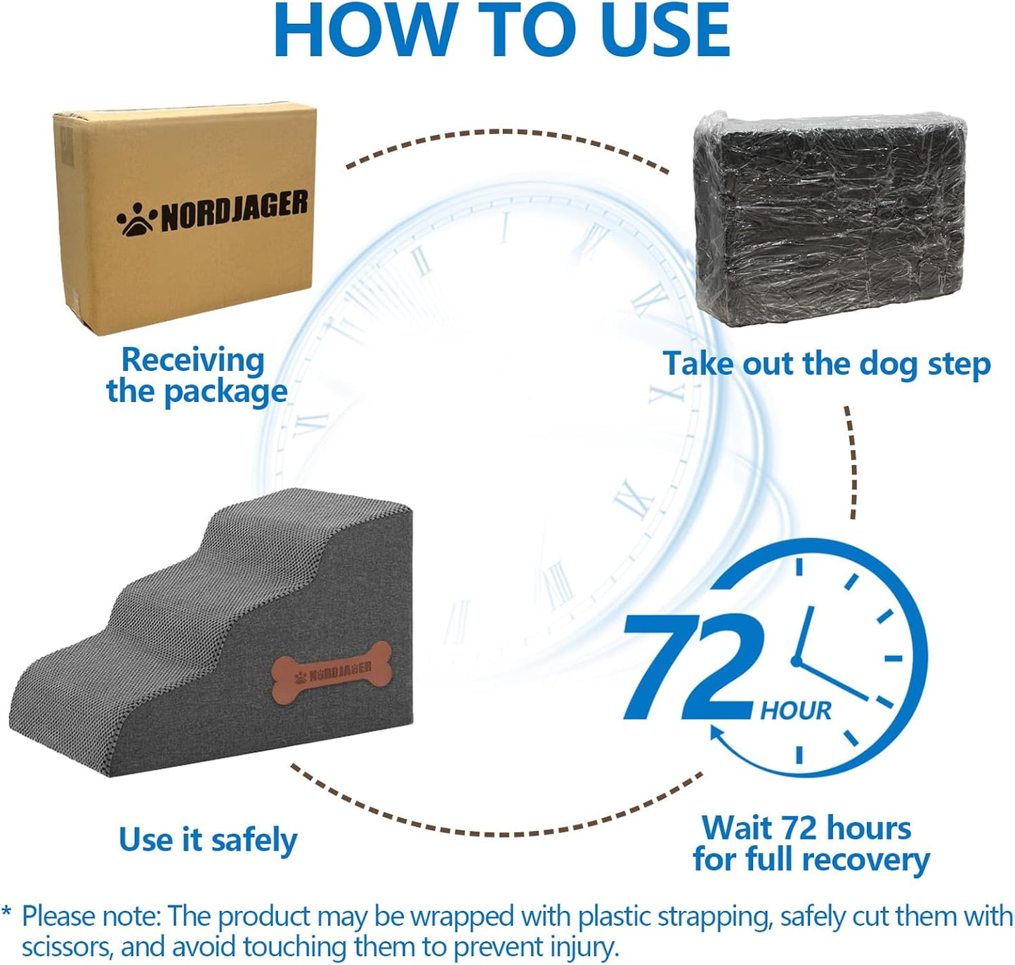 Dog Stairs 3-Step for Small Dogs and Cats to Get on Bed and Furniture/Windows, Pets Can Climb, Sit, or Perch to Look Out Windows, Extra Wide Dog Steps, Non-Slip Waterproof Fabric Cover, Grey（15.7" H）