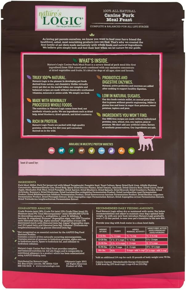 Nature's Logic Canine Pork Meal Feast, 4.4lbs