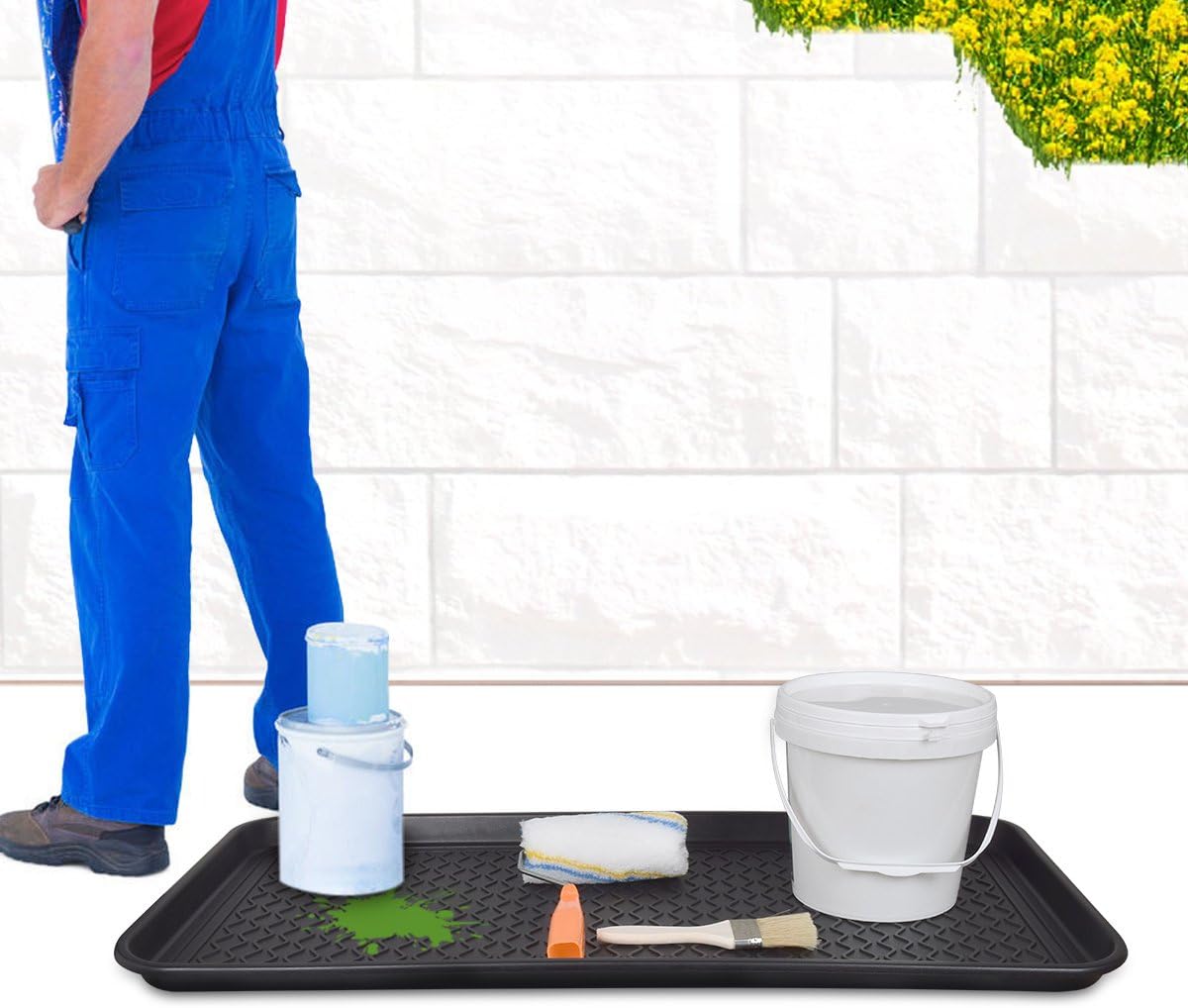 Multi-Purpose Boot Tray Mat,Pet Bowl Tray,Dog Bowl Mat,Boot Tray for Entryway,Waterproof Trays for Indoor and Outdoor Floor Protection,30" x 15"/Large