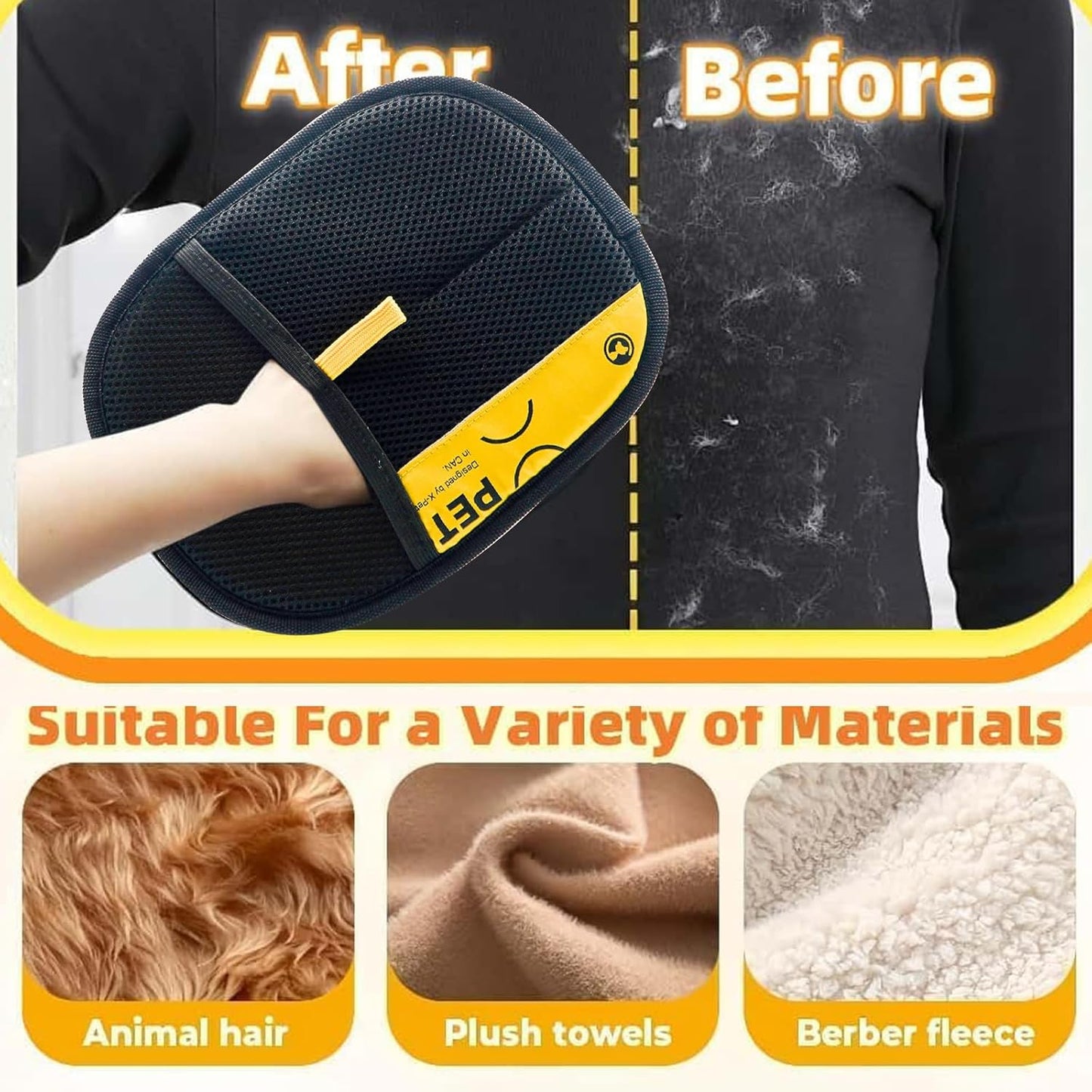 Pet Hair Removal Glove for Cats & Dogs,Pet Hair Remover Electrostatic Gloves,Efficient Pet Grooming Gloves,Reusable Cat & Dog Hair Remover for Couch, Furniture, Carpet, Curtain(3PC)