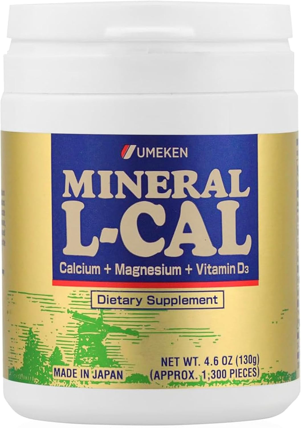 Umeken Mineral L-Cal Calcium with Vitamin D3, 2 Month Supply, Water Soluble Ball Format with Magnesium & Minerals, Fast Absorbing Calcium Magnesium D3 Supplement, 1,300 Balls, 130g, Pack of 1